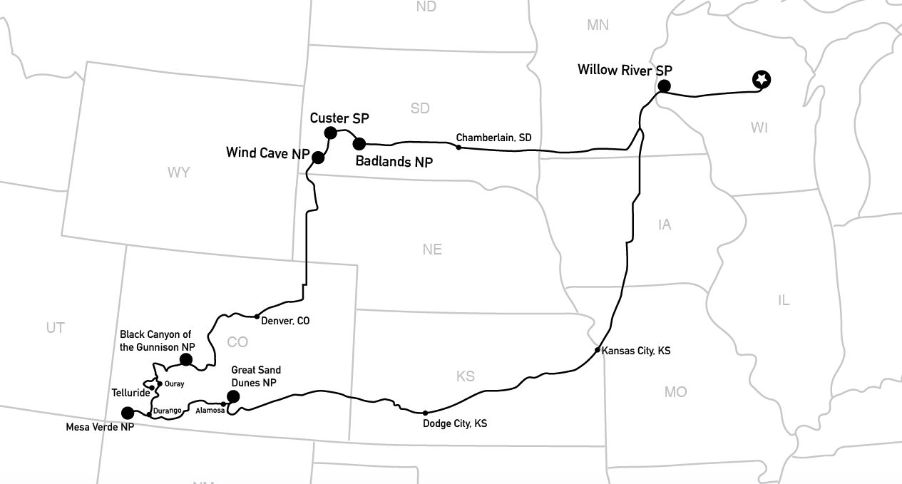 Colorado Road Trip Itinerary Map